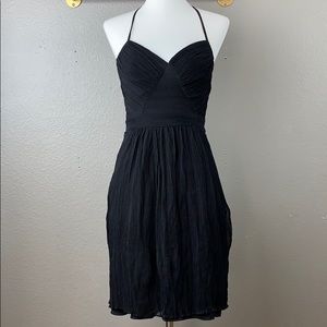 Guess by Marciano Y2K black crinkle silk halter mini dress